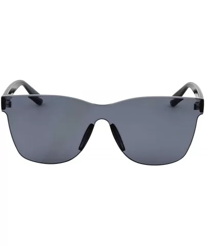 Tinted Colorful Lens Rimless Sunglasses - Transparent Square Horn Rimmed - Black - C718GGGLAX5 $8.14 Square