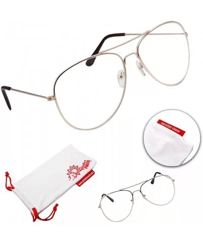 Aviator Clear Lens Glasses Fashion Eyewear Non-Prescription UV400 - Gold - CH120ZTG6S7 $7.68 Rectangular