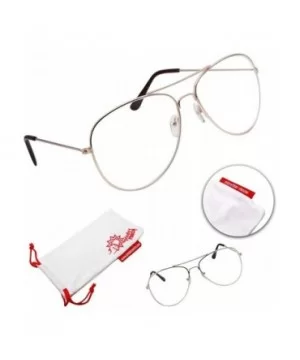 Aviator Clear Lens Glasses Fashion Eyewear Non-Prescription UV400 - Gold - CH120ZTG6S7 $7.68 Rectangular