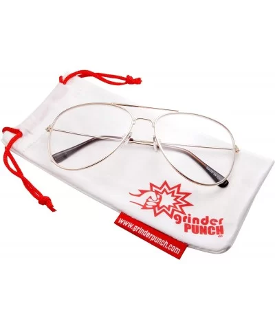 Aviator Clear Lens Glasses Fashion Eyewear Non-Prescription UV400 - Gold - CH120ZTG6S7 $7.68 Rectangular