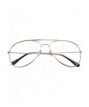 Aviator Clear Lens Glasses Fashion Eyewear Non-Prescription UV400 - Gold - CH120ZTG6S7 $7.68 Rectangular