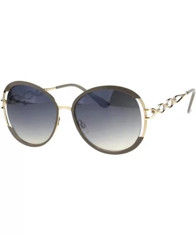 Womens Round Metal Frame Classy Designer Style Sunglasses UV 400 - Beige (Smoke Beige) - C118I55E3LX $7.77 Oval