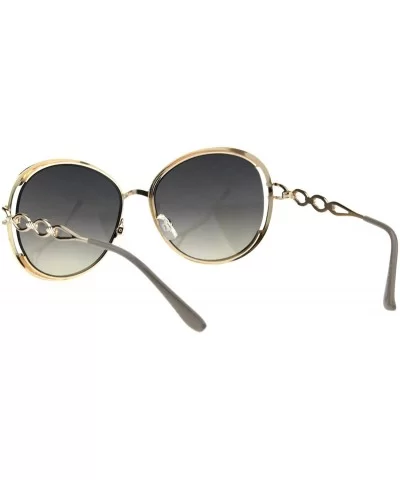 Womens Round Metal Frame Classy Designer Style Sunglasses UV 400 - Beige (Smoke Beige) - C118I55E3LX $7.77 Oval