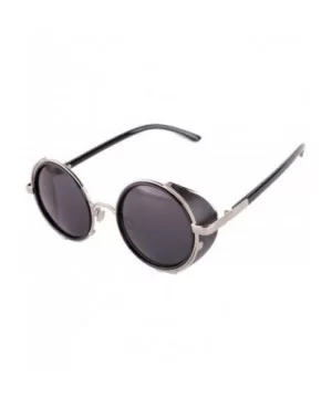 Men Retro Style Sunglasses Round Frame Color Lens Sunglasses Sunglasses - Silver Gray - CG18RORUT4N $17.39 Round