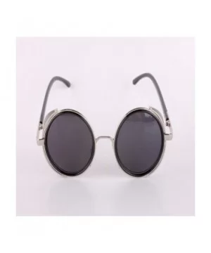 Men Retro Style Sunglasses Round Frame Color Lens Sunglasses Sunglasses - Silver Gray - CG18RORUT4N $17.39 Round