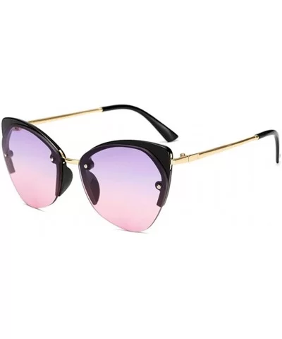 Women Cat's Eye Sunglasses Men Metal Temple Sunglass Women Marine Lens Eyeglasses - Purple Pink - CU18R5UO4IU $22.48 Cat Eye