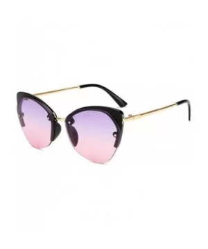 Women Cat's Eye Sunglasses Men Metal Temple Sunglass Women Marine Lens Eyeglasses - Purple Pink - CU18R5UO4IU $22.48 Cat Eye