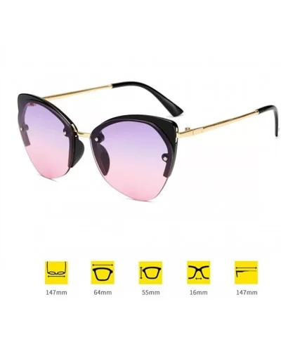 Women Cat's Eye Sunglasses Men Metal Temple Sunglass Women Marine Lens Eyeglasses - Purple Pink - CU18R5UO4IU $22.48 Cat Eye