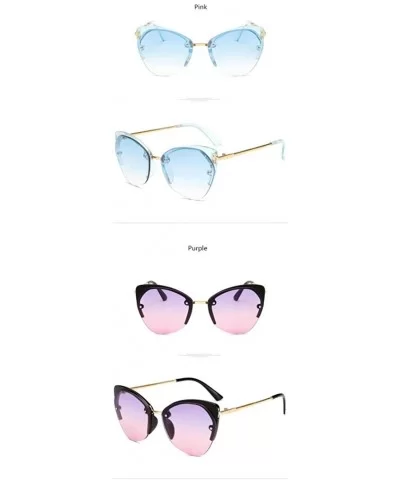 Women Cat's Eye Sunglasses Men Metal Temple Sunglass Women Marine Lens Eyeglasses - Purple Pink - CU18R5UO4IU $22.48 Cat Eye