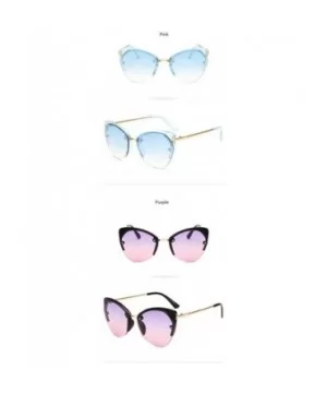 Women Cat's Eye Sunglasses Men Metal Temple Sunglass Women Marine Lens Eyeglasses - Purple Pink - CU18R5UO4IU $22.48 Cat Eye