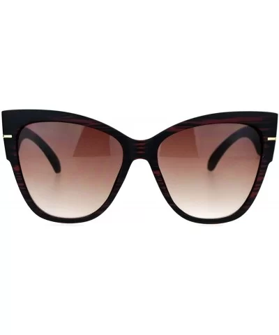 Womens Oversized Fashion Sunglasses Square Butterfly Designer Frame - Burgundy Wood - CV188W83DUY $8.92 Butterfly