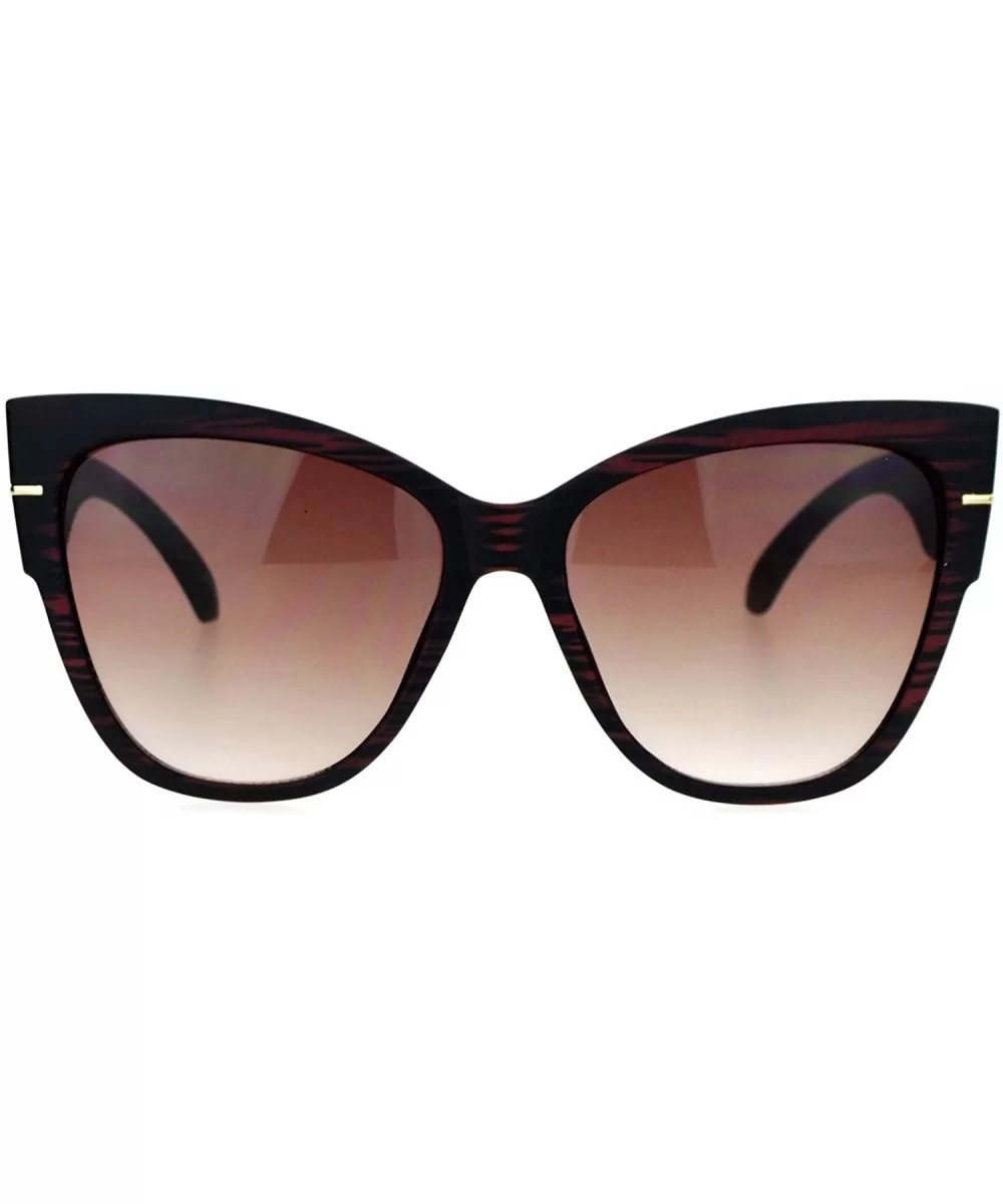 Womens Oversized Fashion Sunglasses Square Butterfly Designer Frame - Burgundy Wood - CV188W83DUY $8.92 Butterfly