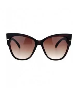 Womens Oversized Fashion Sunglasses Square Butterfly Designer Frame - Burgundy Wood - CV188W83DUY $8.92 Butterfly