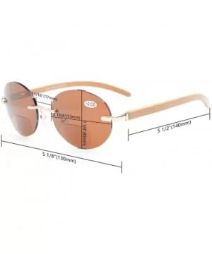 Spring Hinges Wood Arms Rimless Round Bifocal Sunglasses Gunmetal/Grey Lens +3.0 - Gunmetal/Grey Lens - C312MZOOGTB $6.15 Rim...