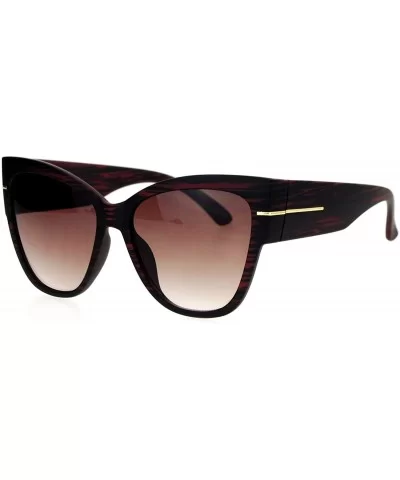 Womens Oversized Fashion Sunglasses Square Butterfly Designer Frame - Burgundy Wood - CV188W83DUY $8.92 Butterfly