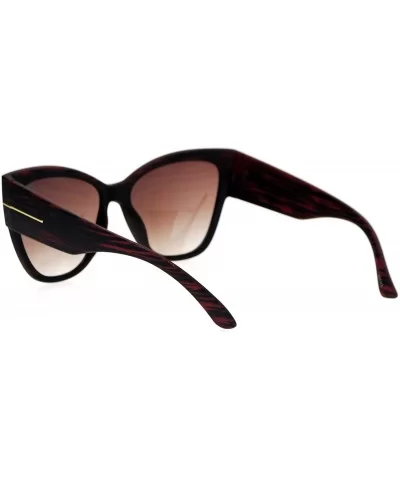 Womens Oversized Fashion Sunglasses Square Butterfly Designer Frame - Burgundy Wood - CV188W83DUY $8.92 Butterfly