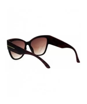 Womens Oversized Fashion Sunglasses Square Butterfly Designer Frame - Burgundy Wood - CV188W83DUY $8.92 Butterfly