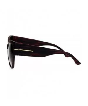 Womens Oversized Fashion Sunglasses Square Butterfly Designer Frame - Burgundy Wood - CV188W83DUY $8.92 Butterfly