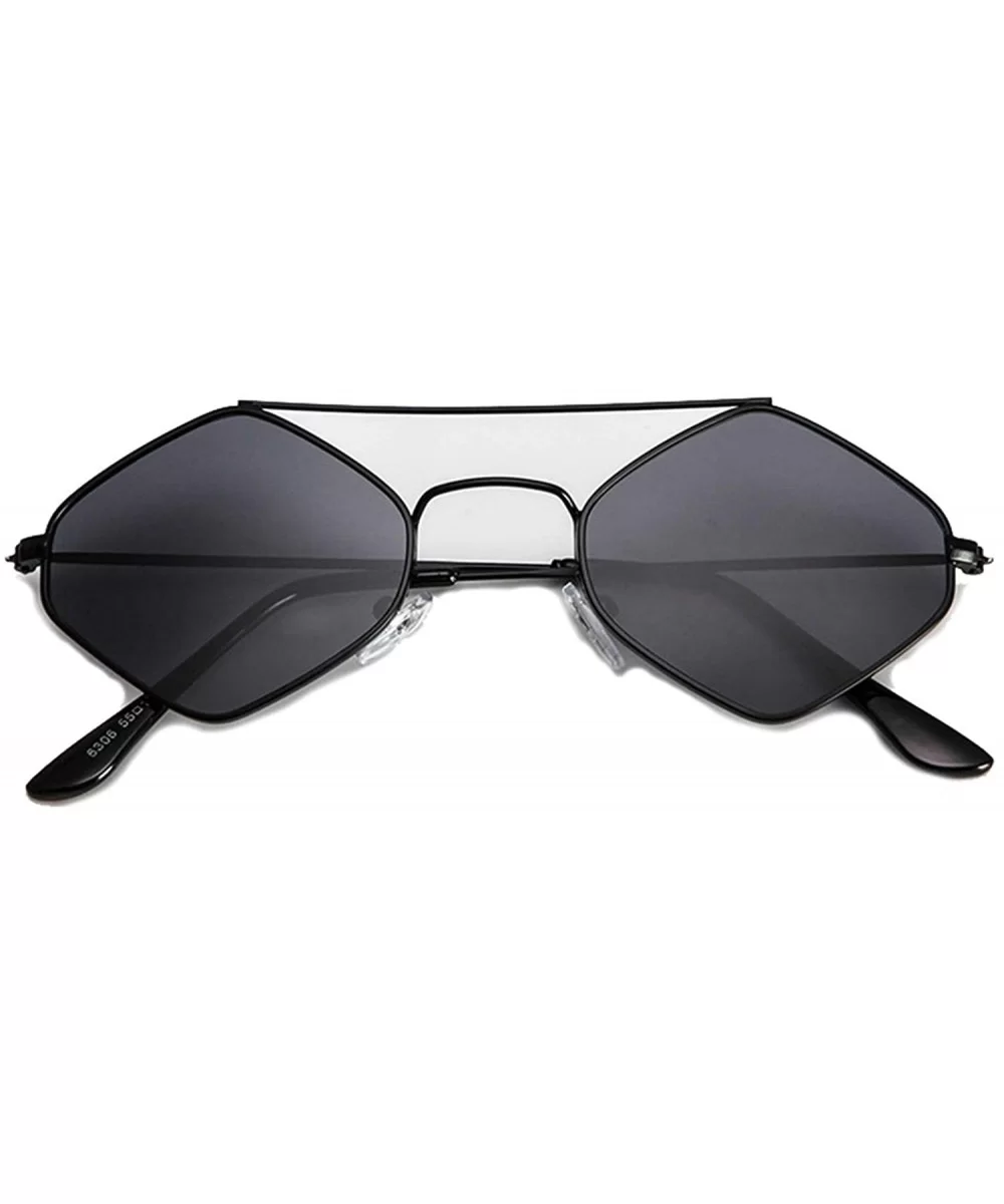 Vintage style Rhombus Sunglasses for Unisex Metal PC UV 400 Protection Sunglasses - Black Grey - C518SZUE9WQ $12.73 Sport