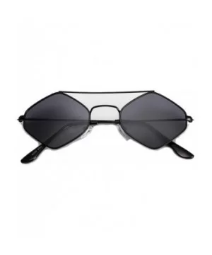 Vintage style Rhombus Sunglasses for Unisex Metal PC UV 400 Protection Sunglasses - Black Grey - C518SZUE9WQ $12.73 Sport