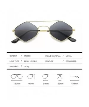 Vintage style Rhombus Sunglasses for Unisex Metal PC UV 400 Protection Sunglasses - Black Grey - C518SZUE9WQ $12.73 Sport