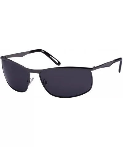 Men's Square Metal Top Frame Polarized Sunglasses 25076-P - Matte Gunmetal - CS125UOO6XT $12.37 Semi-rimless