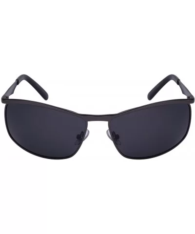 Men's Square Metal Top Frame Polarized Sunglasses 25076-P - Matte Gunmetal - CS125UOO6XT $12.37 Semi-rimless