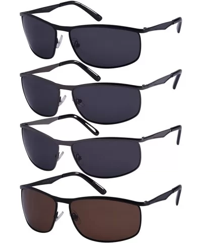 Men's Square Metal Top Frame Polarized Sunglasses 25076-P - Matte Gunmetal - CS125UOO6XT $12.37 Semi-rimless