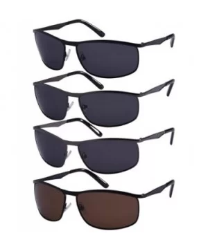 Men's Square Metal Top Frame Polarized Sunglasses 25076-P - Matte Gunmetal - CS125UOO6XT $12.37 Semi-rimless