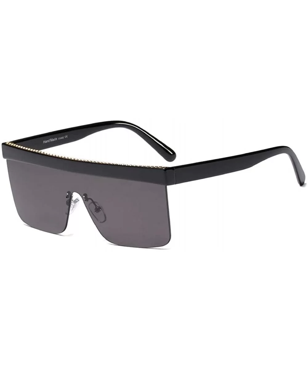 Semi-rimless Sunglasses Women Oversized Square Sun Glasses Men Hot Selling - Black - CV18M968MAR $6.40 Semi-rimless