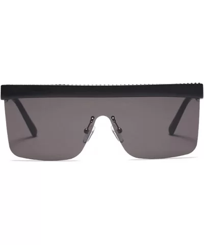 Semi-rimless Sunglasses Women Oversized Square Sun Glasses Men Hot Selling - Black - CV18M968MAR $6.40 Semi-rimless