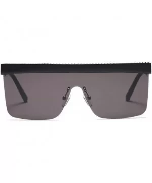 Semi-rimless Sunglasses Women Oversized Square Sun Glasses Men Hot Selling - Black - CV18M968MAR $6.40 Semi-rimless