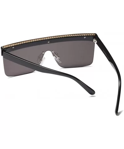 Semi-rimless Sunglasses Women Oversized Square Sun Glasses Men Hot Selling - Black - CV18M968MAR $6.40 Semi-rimless