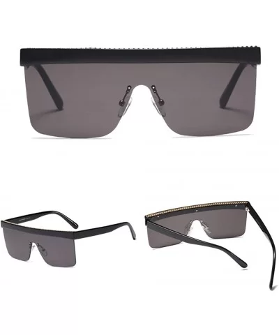 Semi-rimless Sunglasses Women Oversized Square Sun Glasses Men Hot Selling - Black - CV18M968MAR $6.40 Semi-rimless