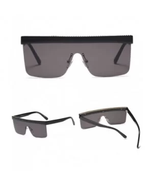 Semi-rimless Sunglasses Women Oversized Square Sun Glasses Men Hot Selling - Black - CV18M968MAR $6.40 Semi-rimless