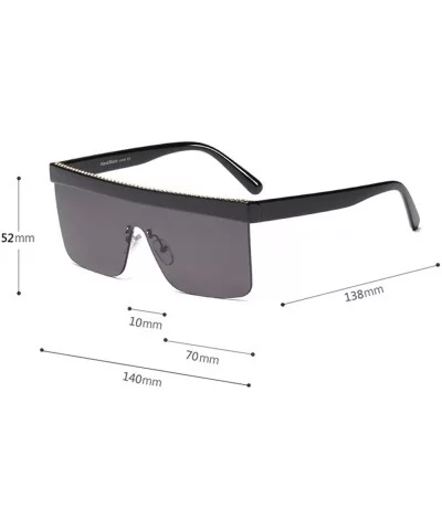 Semi-rimless Sunglasses Women Oversized Square Sun Glasses Men Hot Selling - Black - CV18M968MAR $6.40 Semi-rimless