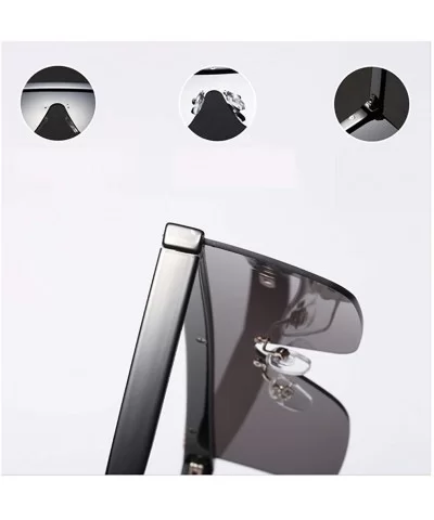 Semi-rimless Sunglasses Women Oversized Square Sun Glasses Men Hot Selling - Black - CV18M968MAR $6.40 Semi-rimless