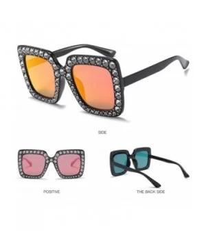 Square Rhinestone Sunglasses Women Brand Oversized Crystal Sun Glasses Lens Shades - 5 - C518ECSOY0G $14.73 Square