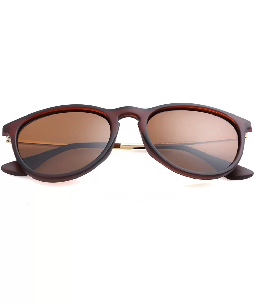 Round Polarized Sunglasses for Women Classic Vintage Mirrored Sun Glasses - 100% UV Blocking - CA194LIHUKR $9.14 Round