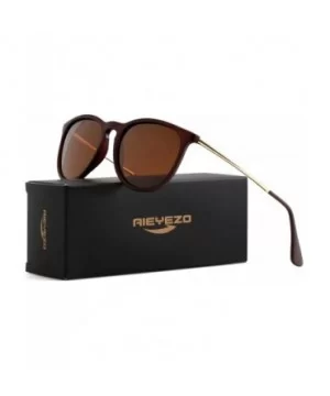 Round Polarized Sunglasses for Women Classic Vintage Mirrored Sun Glasses - 100% UV Blocking - CA194LIHUKR $9.14 Round