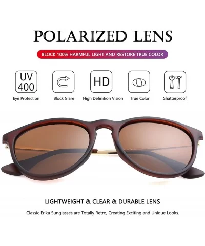 Round Polarized Sunglasses for Women Classic Vintage Mirrored Sun Glasses - 100% UV Blocking - CA194LIHUKR $9.14 Round