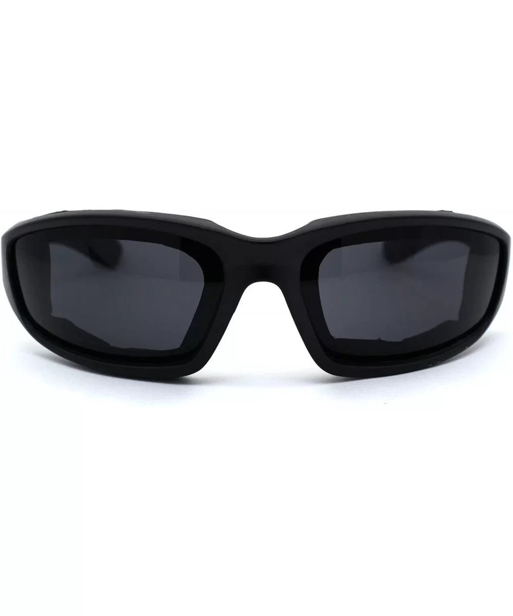 Mens Foam Padded Warp Around Biker Goggle Style Sunglasses - Matte Black Solid Black - CV18A6KGD9O $5.95 Goggle