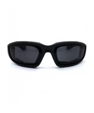 Mens Foam Padded Warp Around Biker Goggle Style Sunglasses - Matte Black Solid Black - CV18A6KGD9O $5.95 Goggle