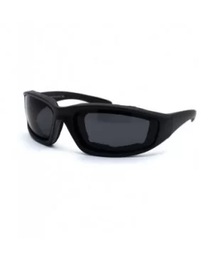 Mens Foam Padded Warp Around Biker Goggle Style Sunglasses - Matte Black Solid Black - CV18A6KGD9O $5.95 Goggle