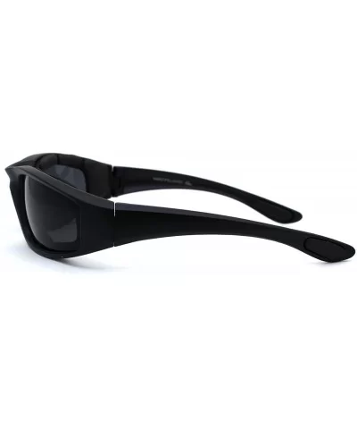 Mens Foam Padded Warp Around Biker Goggle Style Sunglasses - Matte Black Solid Black - CV18A6KGD9O $5.95 Goggle