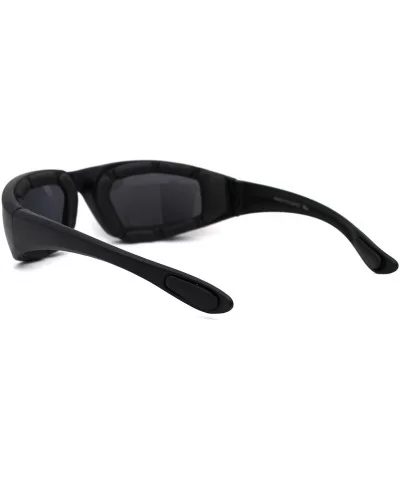 Mens Foam Padded Warp Around Biker Goggle Style Sunglasses - Matte Black Solid Black - CV18A6KGD9O $5.95 Goggle