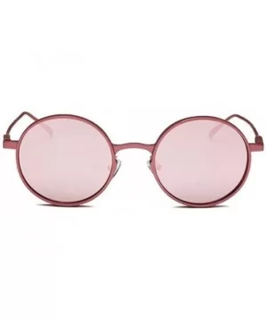 polarized sunglasses Vintage round-frame fashion sunglasses glasses - Powder Color - CR18G6HD8D9 $43.94 Round