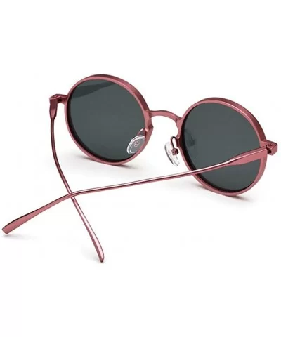 polarized sunglasses Vintage round-frame fashion sunglasses glasses - Powder Color - CR18G6HD8D9 $43.94 Round