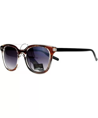 Giselle Lunettes Sunglasses Double Frame Clear Flat Top Fashion Eyewear - Brown - CO188KI7ETS $9.06 Square