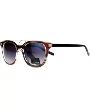 Giselle Lunettes Sunglasses Double Frame Clear Flat Top Fashion Eyewear - Brown - CO188KI7ETS $9.06 Square